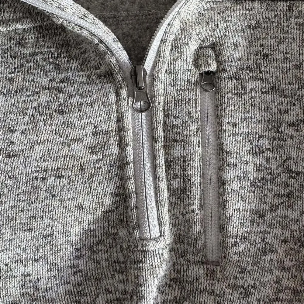 Men's Heathered Gray 1/4 Zip Sweater Knit Fleece Pullover